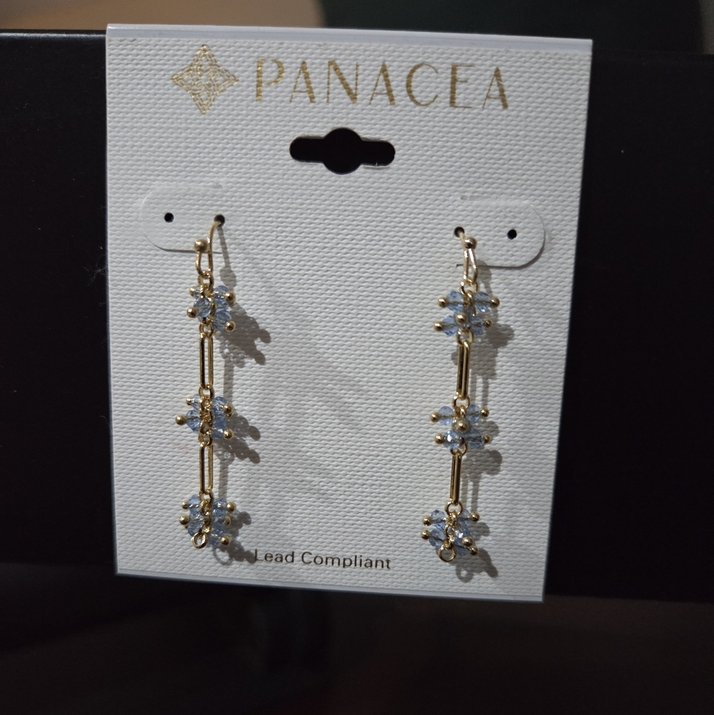 Panacea Gold and Blue Drop Earrings